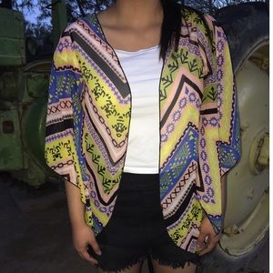 Tribal blue and yellow kimono